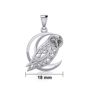 Celtic Owl on Crescent Moon Silver Pendant TPD5714 - Jewelry